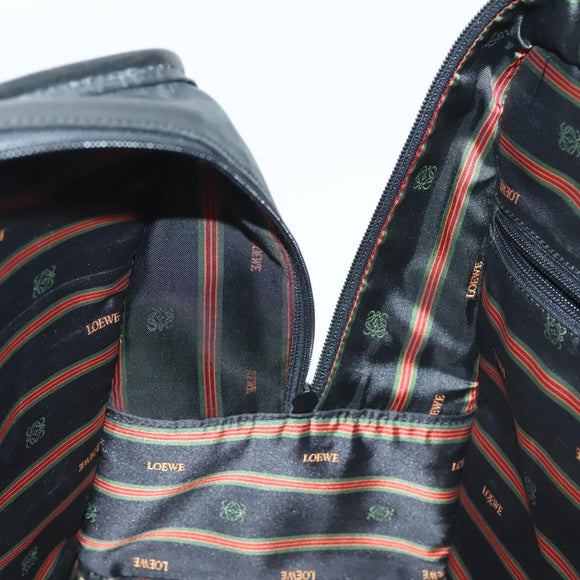 LOEWE Anagram Amazona 40 Hand Bag Leather Gold Black Auth yk19161