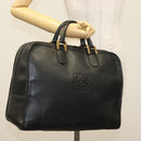 LOEWE Anagram Amazona 40 Hand Bag Leather Gold Black Auth yk19161-19