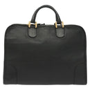 LOEWE Anagram Amazona 40 Hand Bag Leather Gold Black Auth yk19161-3