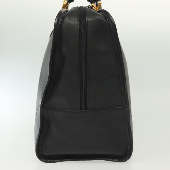 LOEWE Anagram Amazona 40 Hand Bag Leather Gold Black Auth yk19161