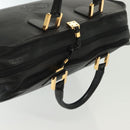 LOEWE Anagram Amazona 40 Hand Bag Leather Gold Black Auth yk19161-6
