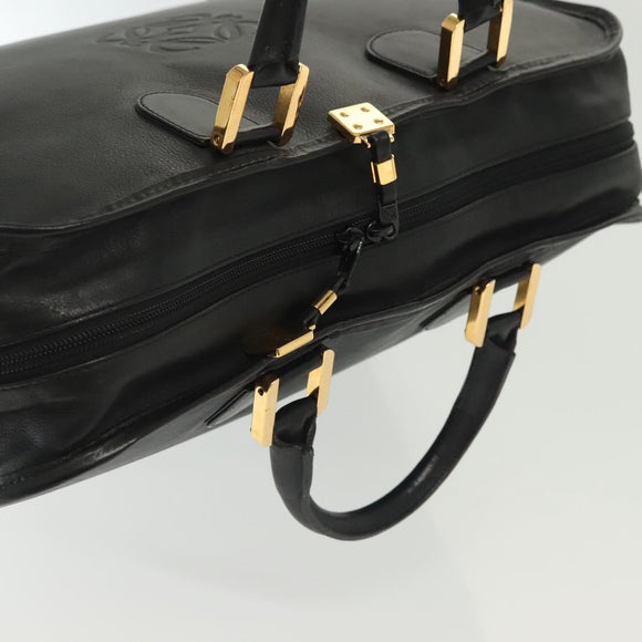 LOEWE Anagram Amazona 40 Hand Bag Leather Gold Black Auth yk19161