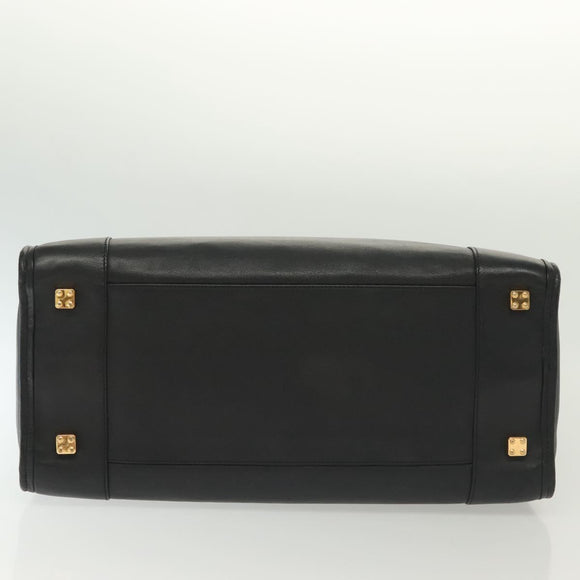 LOEWE Anagram Amazona 40 Hand Bag Leather Gold Black Auth yk19161