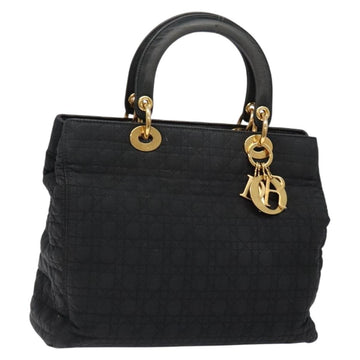 Christian Dior Canage Hand Bag Nylon Black Gold Auth yk19171