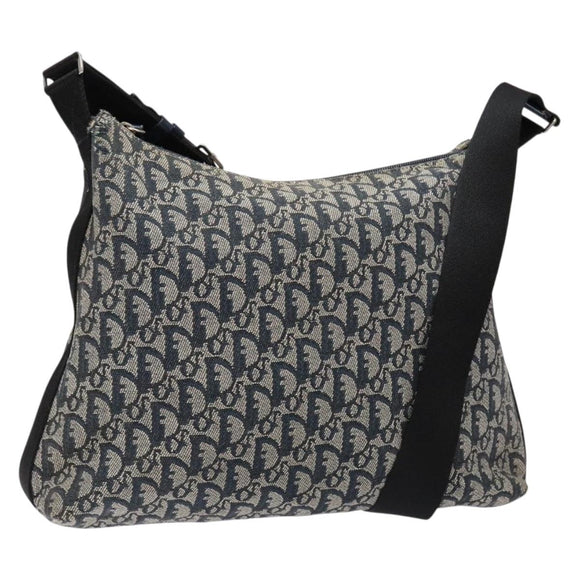 Christian Dior Trotter Canvas Shoulder Bag Navy Silver Auth yk19191