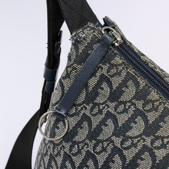 Christian Dior Trotter Canvas Shoulder Bag Navy Silver Auth yk19191