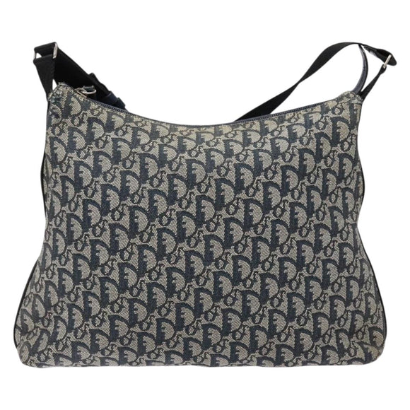Christian Dior Trotter Canvas Shoulder Bag Navy Silver Auth yk19191