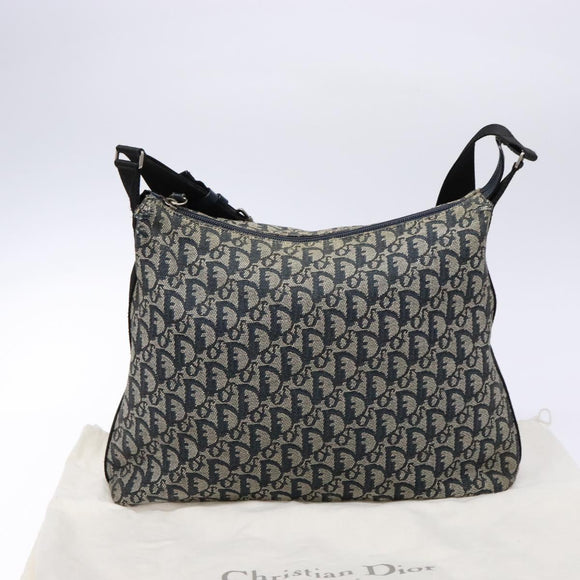 Christian Dior Trotter Canvas Shoulder Bag Navy Silver Auth yk19191