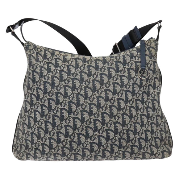 Christian Dior Trotter Canvas Shoulder Bag Navy Silver Auth yk19191