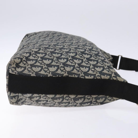 Christian Dior Trotter Canvas Shoulder Bag Navy Silver Auth yk19191