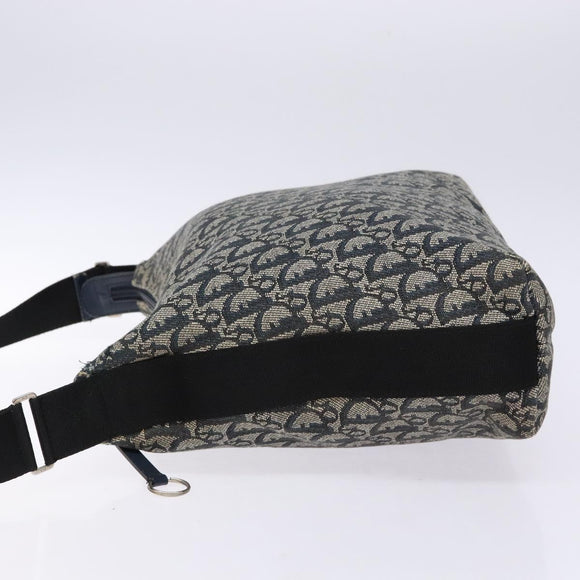 Christian Dior Trotter Canvas Shoulder Bag Navy Silver Auth yk19191