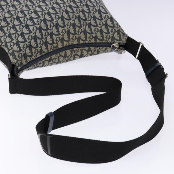 Christian Dior Trotter Canvas Shoulder Bag Navy Silver Auth yk19191