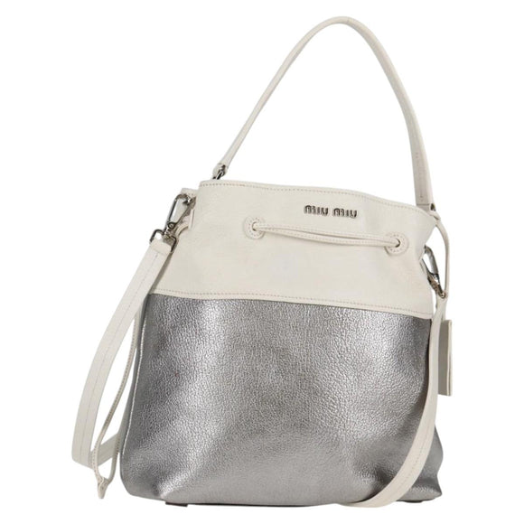 Miu Miu Shoulder Bag Leather 2way Silver Auth yk19197V