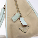 PRADA Hand Bag Canvas Beige Silver Auth yk19198-19