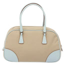 PRADA Hand Bag Canvas Beige Silver Auth yk19198-13
