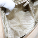 PRADA Hand Bag Canvas Beige Silver Auth yk19198-23