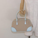 PRADA Hand Bag Canvas Beige Silver Auth yk19198-24
