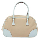 PRADA Hand Bag Canvas Beige Silver Auth yk19198-2