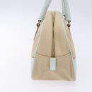 PRADA Hand Bag Canvas Beige Silver Auth yk19198-3