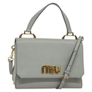 Miu Miu Hand Bag Leather 2way Gray Gold Auth yk19199V-1
