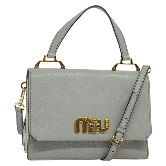 Miu Miu Hand Bag Leather 2way Gray Gold Auth yk19199V