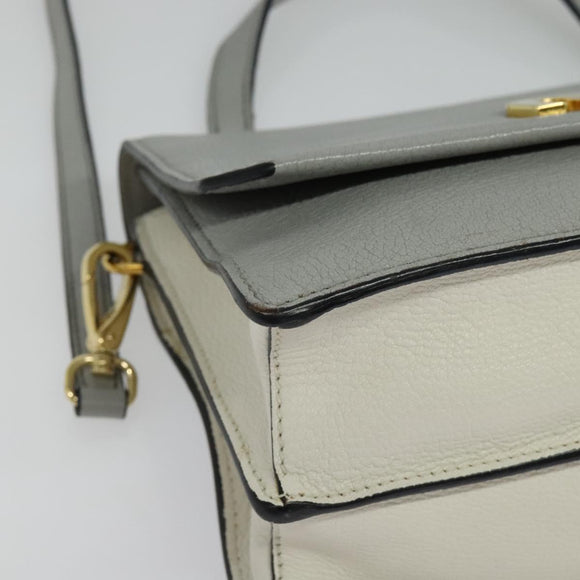 Miu Miu Hand Bag Leather 2way Gray Gold Auth yk19199V