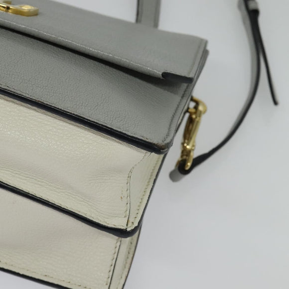 Miu Miu Hand Bag Leather 2way Gray Gold Auth yk19199V