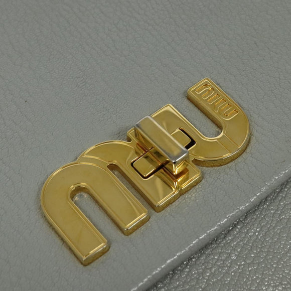 Miu Miu Hand Bag Leather 2way Gray Gold Auth yk19199V