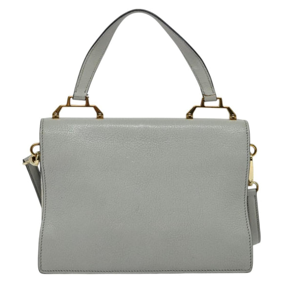 Miu Miu Hand Bag Leather 2way Gray Gold Auth yk19199V