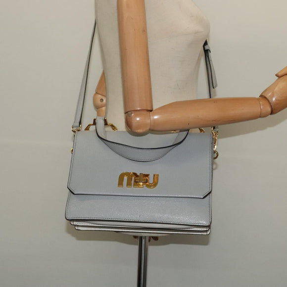 Miu Miu Hand Bag Leather 2way Gray Gold Auth yk19199V
