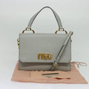Miu Miu Hand Bag Leather 2way Gray Gold Auth yk19199V-12