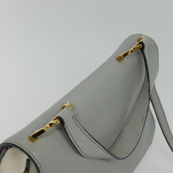 Miu Miu Hand Bag Leather 2way Gray Gold Auth yk19199V