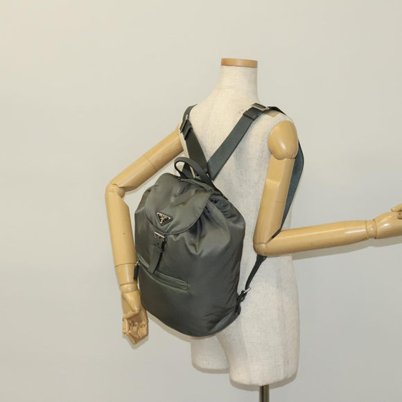 PRADA Backpack Nylon Gray Silver Auth yk19217