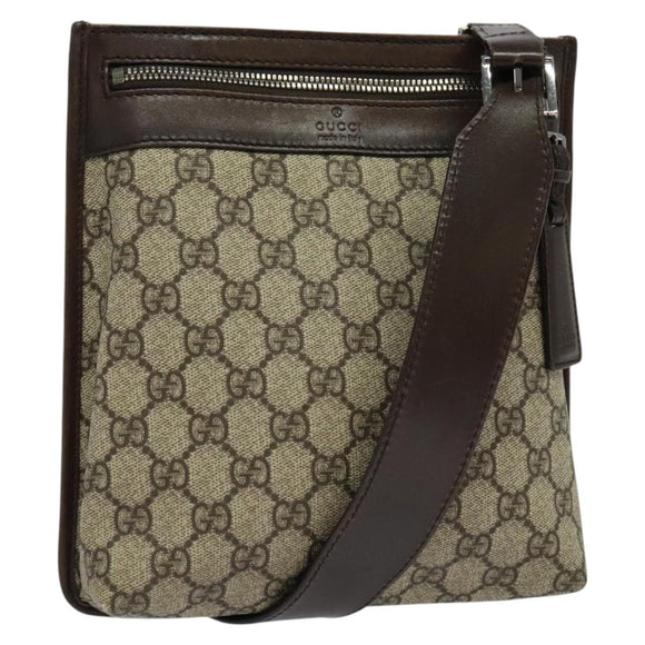 GUCCI GG Supreme Shoulder Bag PVC Beige Silver 92562 Auth yk19235