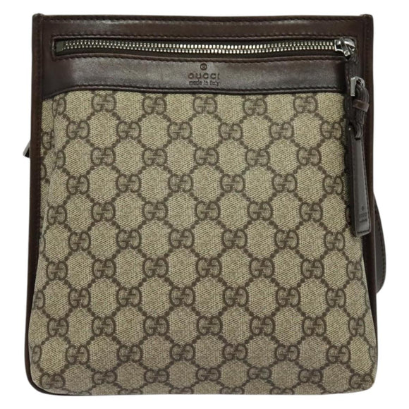 GUCCI GG Supreme Shoulder Bag PVC Beige Silver 92562 Auth yk19235