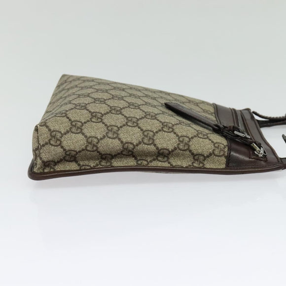 GUCCI GG Supreme Shoulder Bag PVC Beige Silver 92562 Auth yk19235