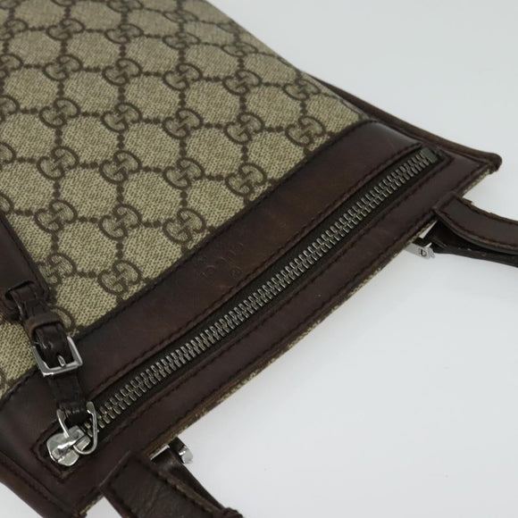 GUCCI GG Supreme Shoulder Bag PVC Beige Silver 92562 Auth yk19235