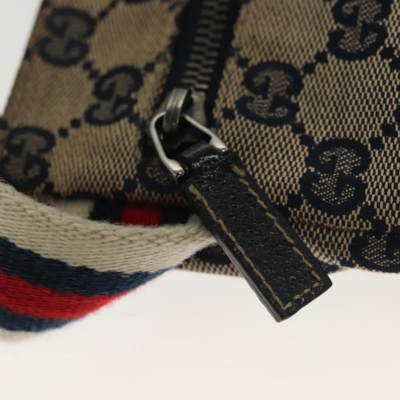 GUCCI GG Canvas Sherry Line Waist bag Red Navy 28566 Auth yk19246