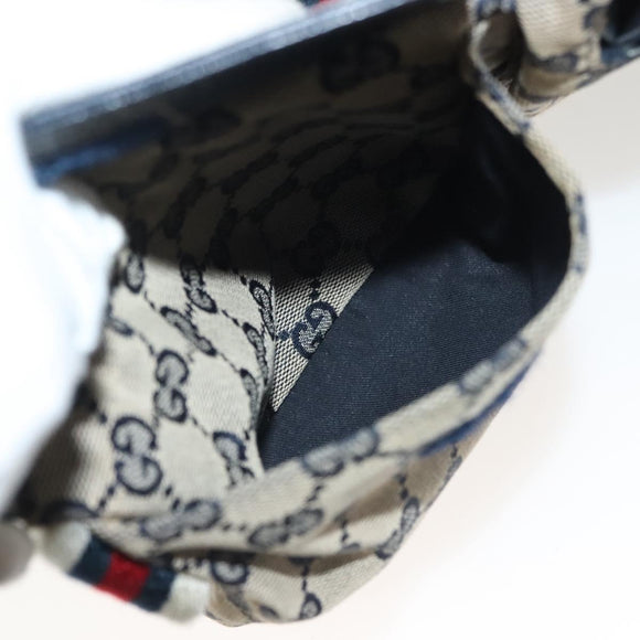 GUCCI GG Canvas Sherry Line Waist bag Red Navy 28566 Auth yk19246