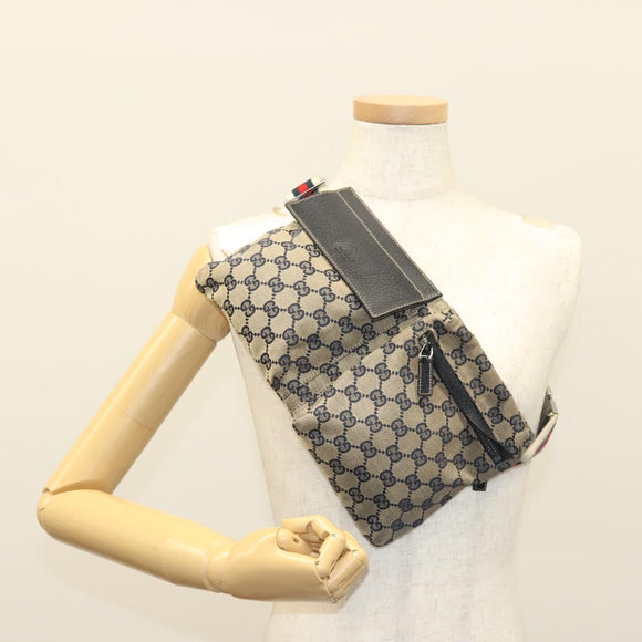 GUCCI GG Canvas Sherry Line Waist bag Red Navy 28566 Auth yk19246