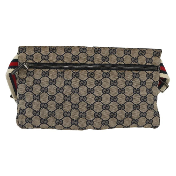 GUCCI GG Canvas Sherry Line Waist bag Red Navy 28566 Auth yk19246