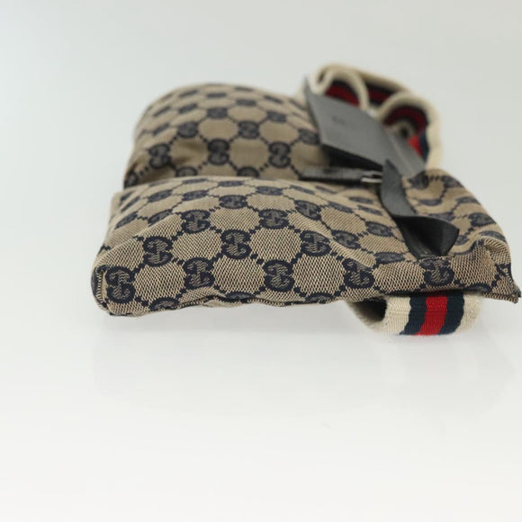 GUCCI GG Canvas Sherry Line Waist bag Red Navy 28566 Auth yk19246