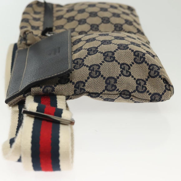 GUCCI GG Canvas Sherry Line Waist bag Red Navy 28566 Auth yk19246