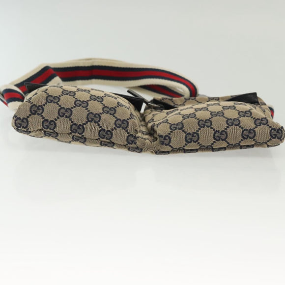 GUCCI GG Canvas Sherry Line Waist bag Red Navy 28566 Auth yk19246
