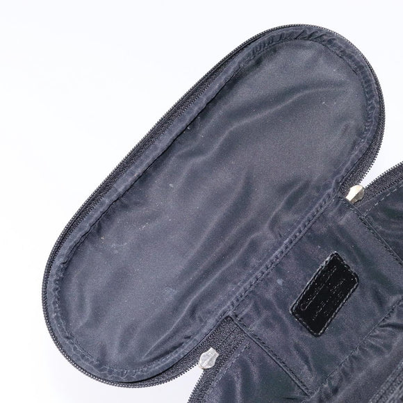 Christian Dior Trotter Canvas Vanity Pouch Black Silver Auth yk19248