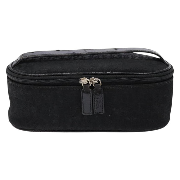 Christian Dior Trotter Canvas Vanity Pouch Black Silver Auth yk19248