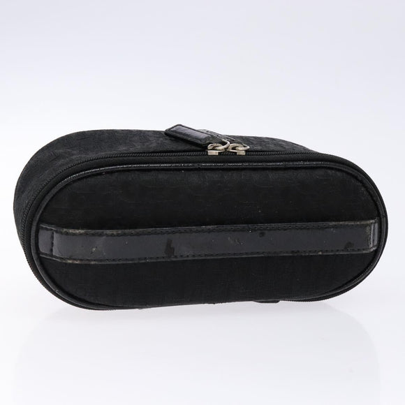 Christian Dior Trotter Canvas Vanity Pouch Black Silver Auth yk19248