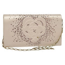 CHANEL Chain Stone Camelia Shoulder Bag Satin Pink CC Auth yk19253-1