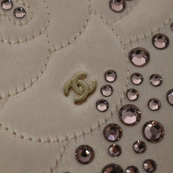 CHANEL Chain Stone Camelia Shoulder Bag Satin Pink CC Auth yk19253