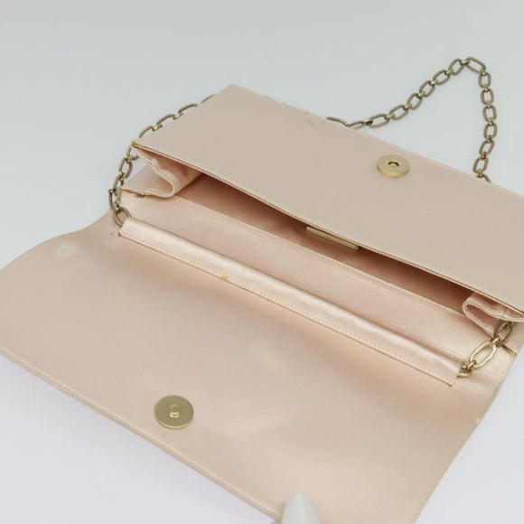 CHANEL Chain Stone Camelia Shoulder Bag Satin Pink CC Auth yk19253